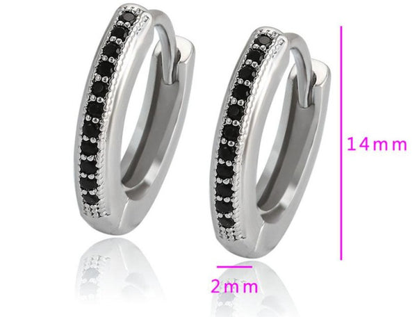 Silver Black CZ Hoops HNS Studio Canada