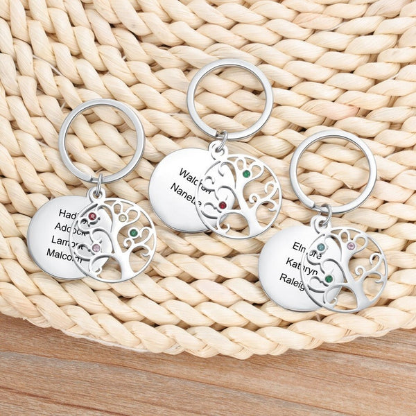 Custom Engraved Family Tree Keychain