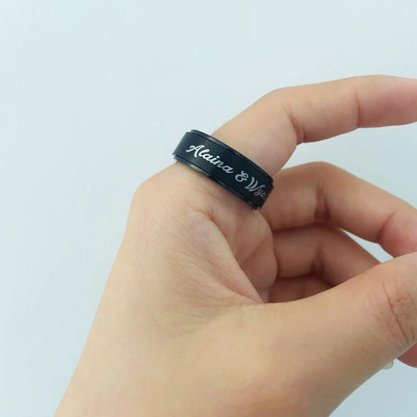 8mm Personalized Engraved Spinner Ring for Men HNS Studio Canada