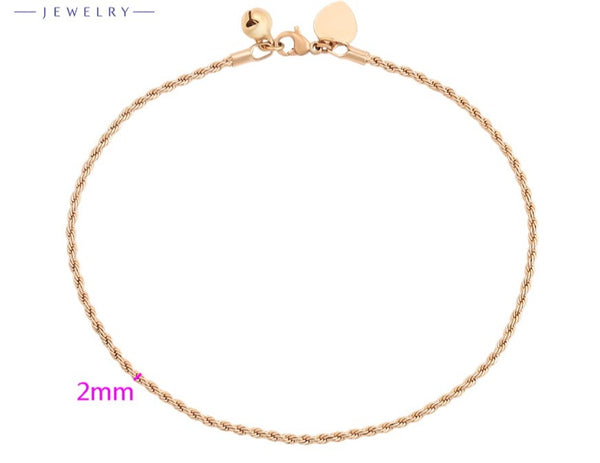 Twisted Rope 18k Gold Plated Anklet with Heart HNS Studio Canada