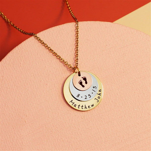 Baby Names Personalized Disc Necklace for Mom