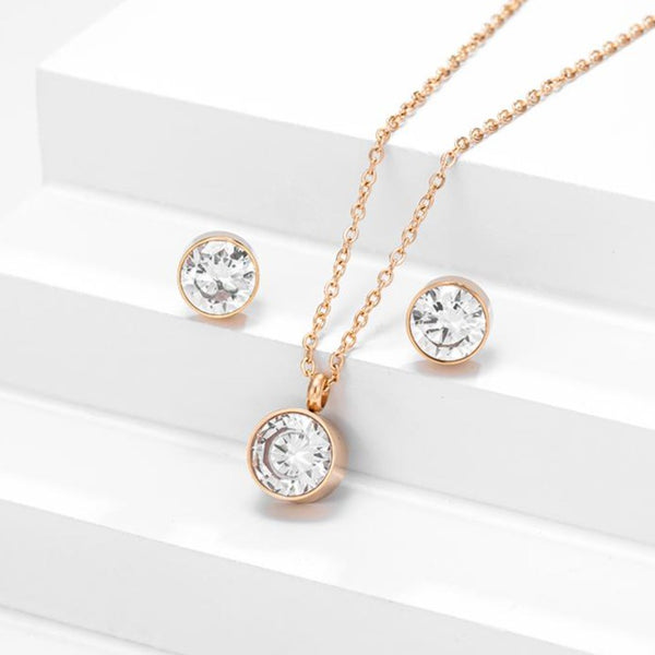 Floating Cubic Zirconia Necklace Set HNS Studio Canada
