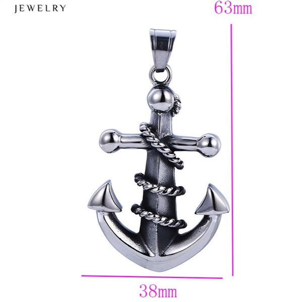 Men's Silver Anchor Pendant Necklace