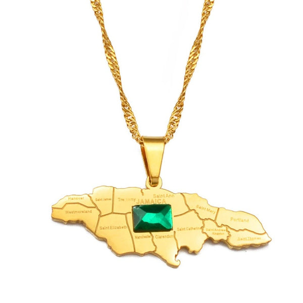 Jamaica Map Pendant Necklace HNS Studio Canada