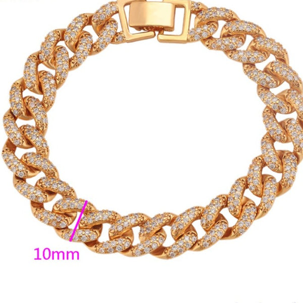 Women's Iced 10mm Cuban Link Bracelet in Gold HNS Studio Canada