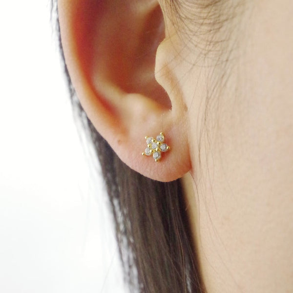 Tiny Flower CZ Stud Earrings HNS Studio Canada