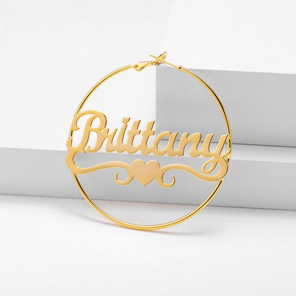 Personalized Hoop Name Earrings with Heart  HNS Studio Canada