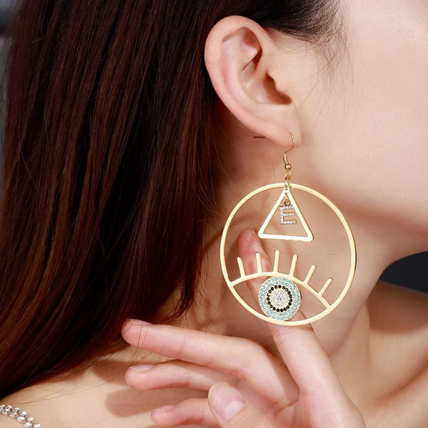 Personalized Evil Eye Earrings with Initial HNS Studio Canada