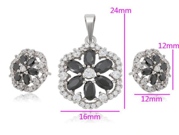 Black Crystal Jewelry Set
