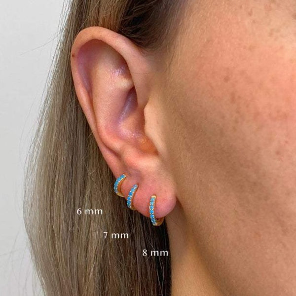 Turquoise Sterling Silver Huggie Hoop Earrings