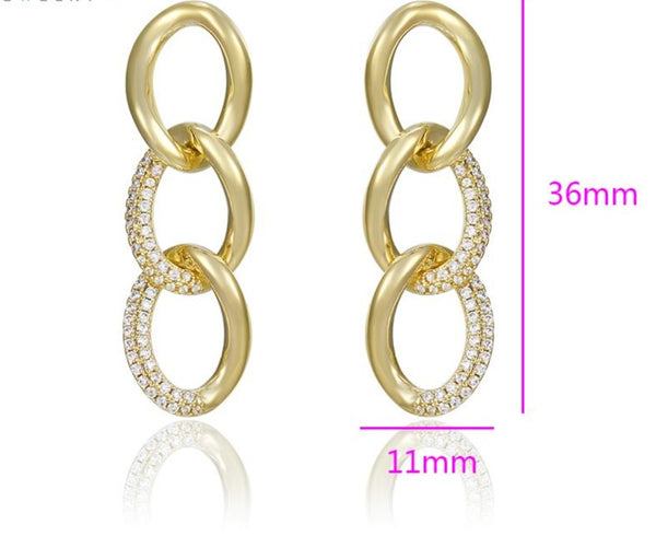 Sparkling Link Gold Chain Earrings HNS Studio Canada