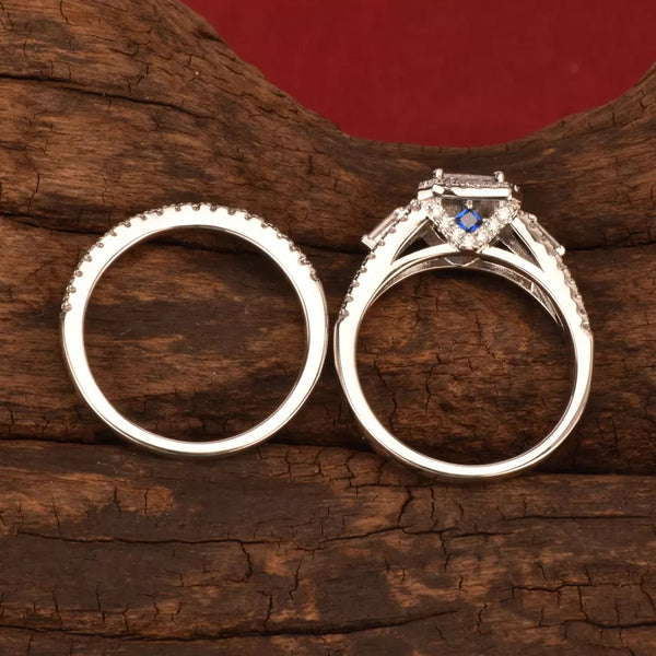 Radiant Cut Eternity Sterling Silver Ring Set  HNs Studio Canada