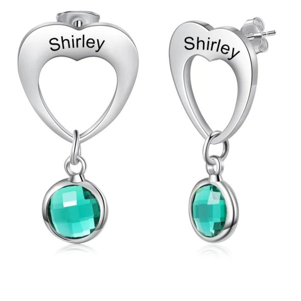 Name Earrings with Birthstone HNS Studio Canada