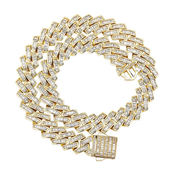 Baguette Cut Box Clasp Cuban Chain in Gold-18mm HNS Studio Canada