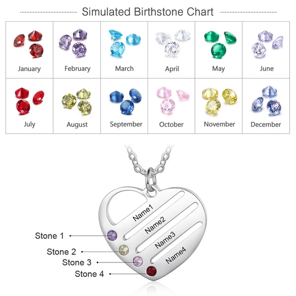 Personalized Mom Necklace with Names and Birthstones