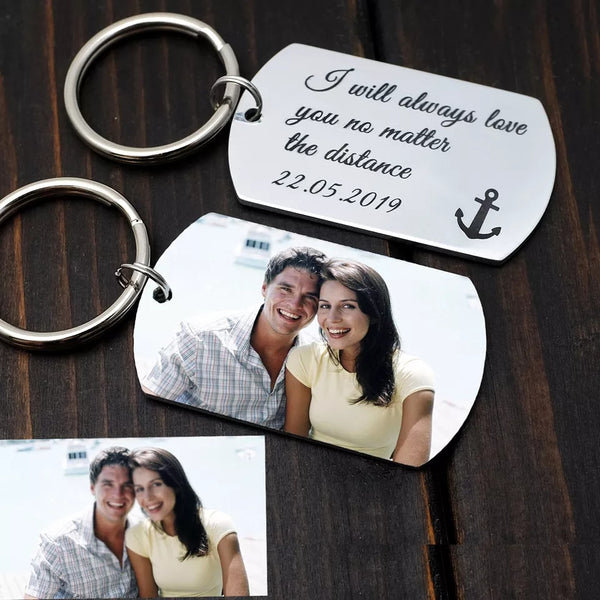 Custom Photo Keychain with Message HNS Studio Canada