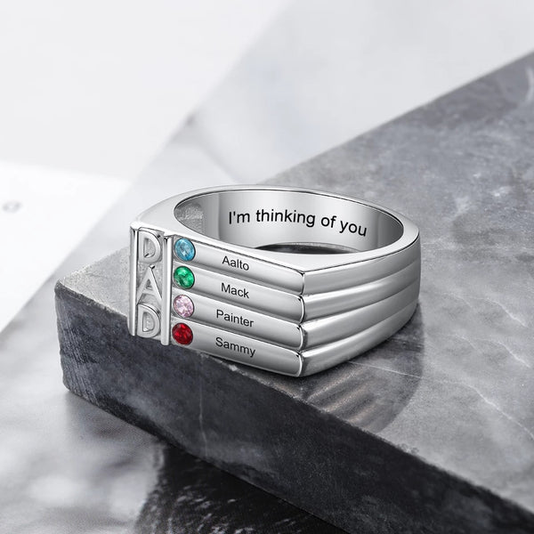 Dad Ring with Names and Birthstones