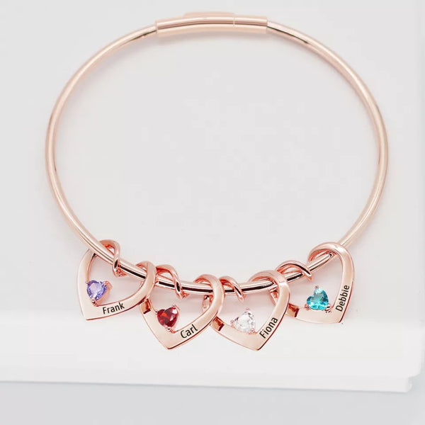 Mom Bracelet with kids Names and Birthstones HNs Studio Canada