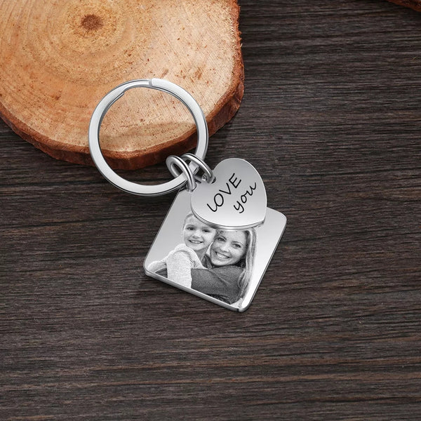 Custom Photo Calendar Keychain with Love you Charm HNS Studio Canada