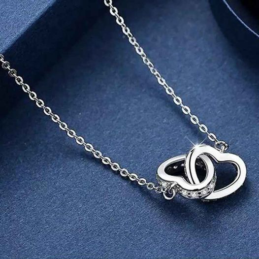 925 Silver Interlocking Heart Necklace