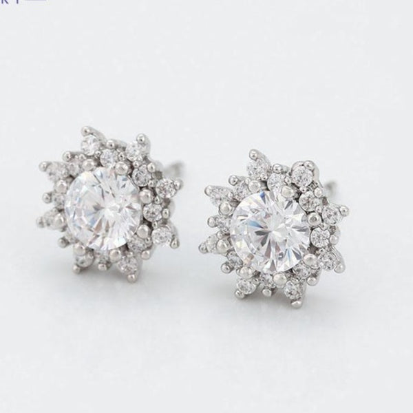 Halo Cubic Zirconia Stud Earrings HNS Studio Canada