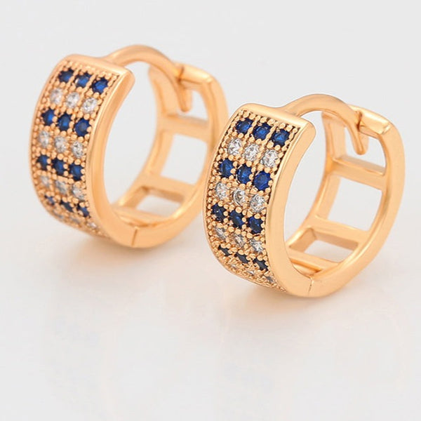 Chunky Blue Sapphire Huggie Hoops 18K Gold Plated HNS Studio Canada