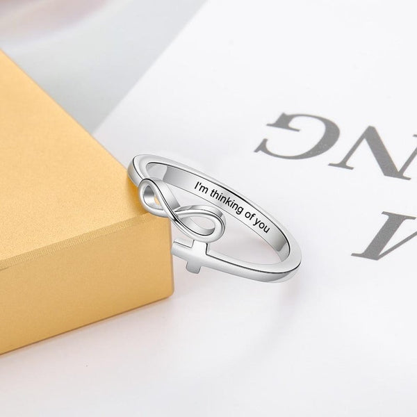 Personalized Name Cross Infinity Ring HNS Studio Canada