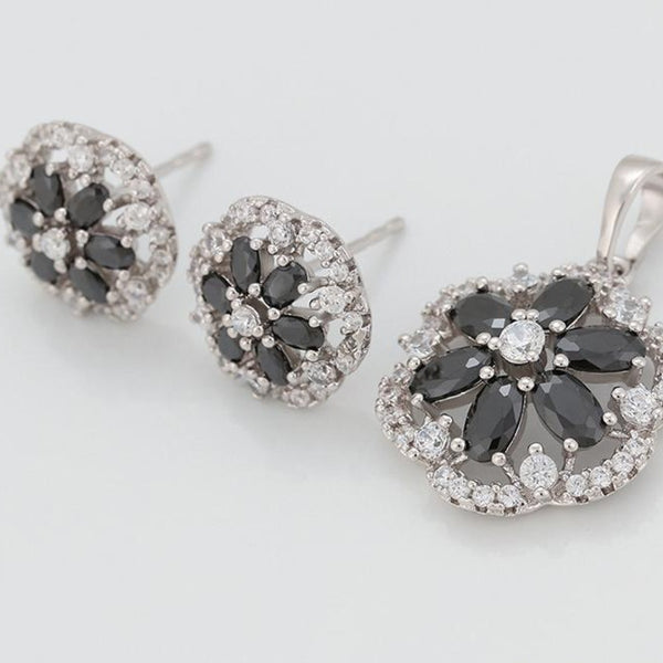 Black Crystal Jewelry Set