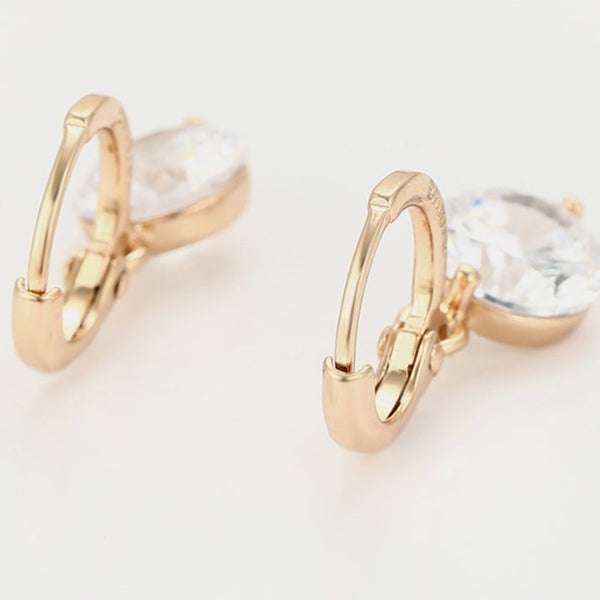 Cubic Dangle Hoop Earrings-18k Gold Plated HNS Studio Canada