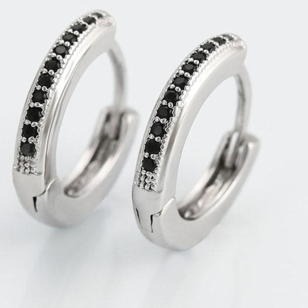 Silver Black CZ Hoops HNS Studio Canada