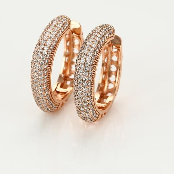 18k Rose Gold Plated CZ Big Hoop Earrings HNS Studio Canada