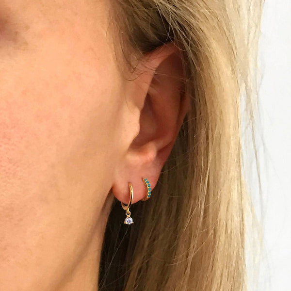 Turquoise Sterling Silver Huggie Hoop Earrings