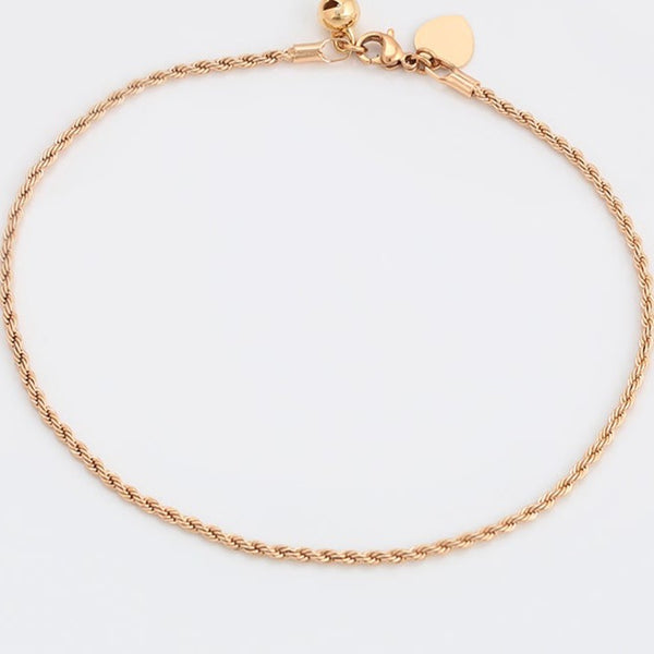 Twisted Rope 18k Gold Plated Anklet with Heart HNS Studio Canada