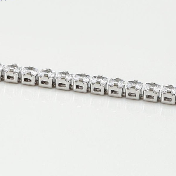 Princess Cut Tennis Silver Bracelet CZ Stones