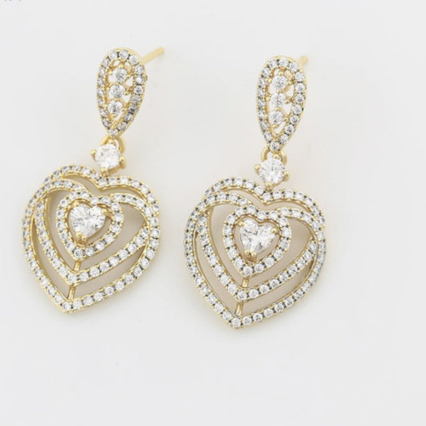 CZ Diamond Dangle Earrings Gold Plated HNS Studio Canada