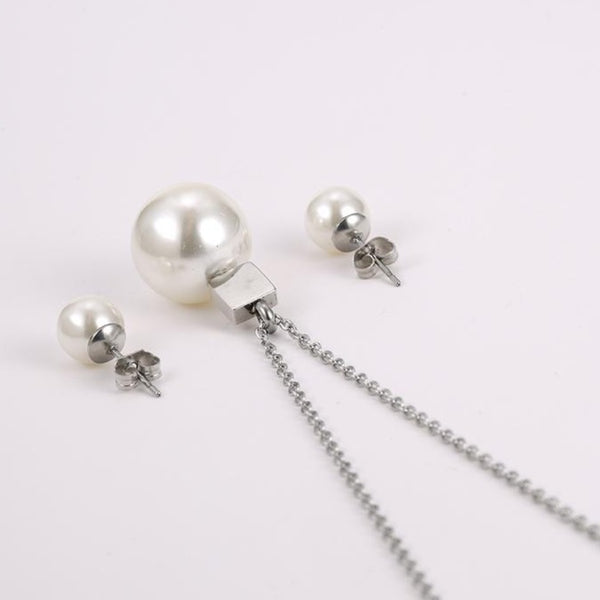 Pearl Earrings and necklace Set