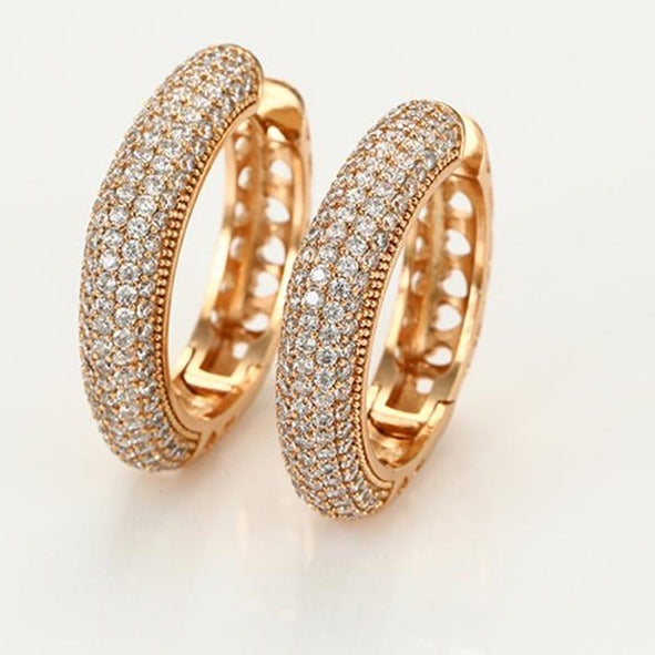 18k Gold Filled Hoops With Cubic Zirconia HNS Studio Canada