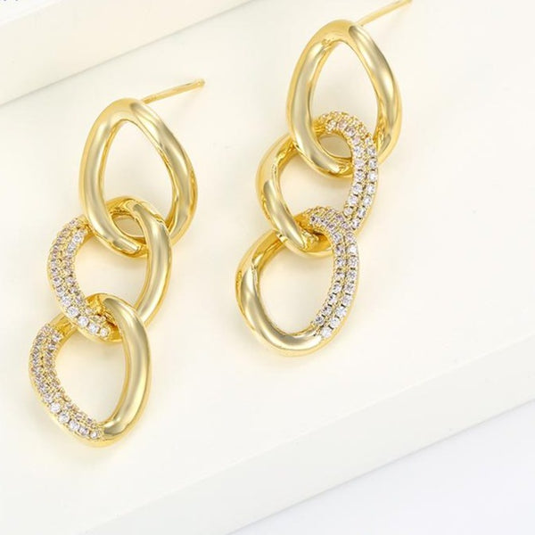 Sparkling Link Gold Chain Earrings HNS Studio Canada