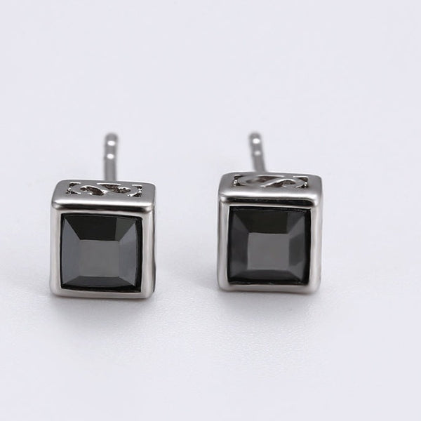 Black Square Stud Earrings HNS Studio Canada