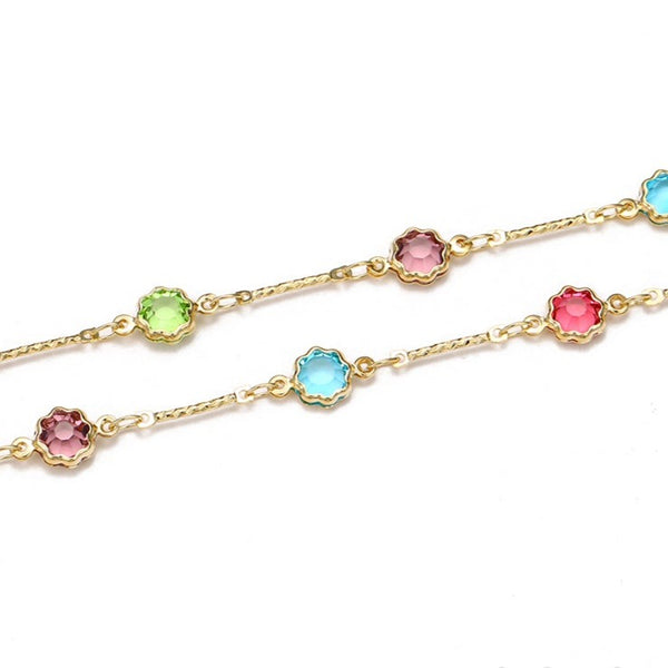 Multi Color Stone Anklet Gold HNS Studio Canada