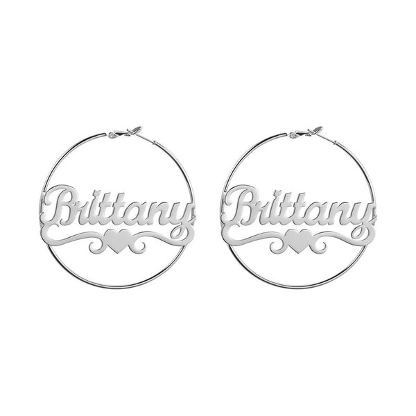 Personalized Hoop Name Earrings with Heart  HNS Studio Canada