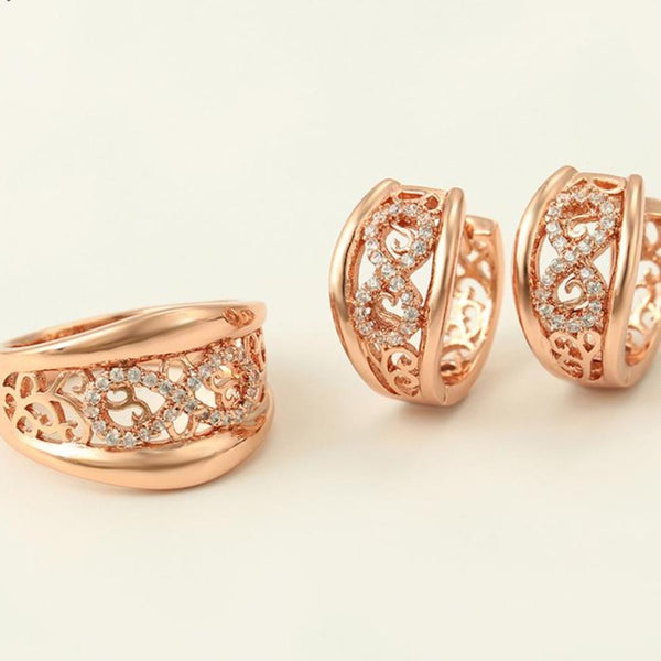 18K Rose Gold Plated Earrings and Ring Set HNS Studio Canada