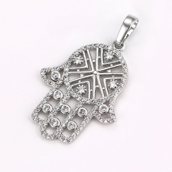 Hamsa Hand Silver Necklace HNS Studio Canada
