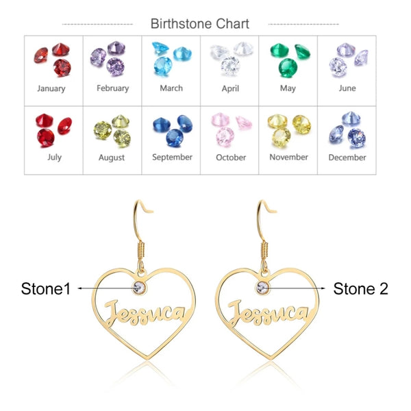 Personalized Love Heart Name Earrings Sterling Silver
