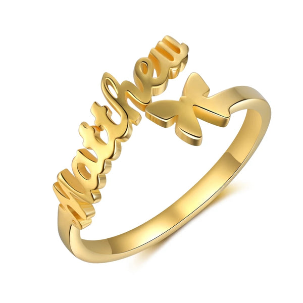 Personalized Name Ring with Butterfly HNS Studio Canada