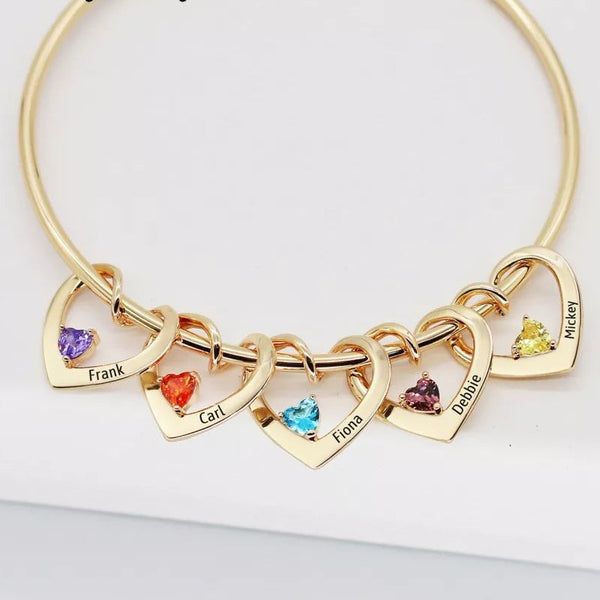 Mom Bracelet with kids Names and Birthstones HNs Studio Canada