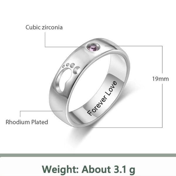 Baby Feet Ring With Birthstone and Engraving HNS Studio Canada