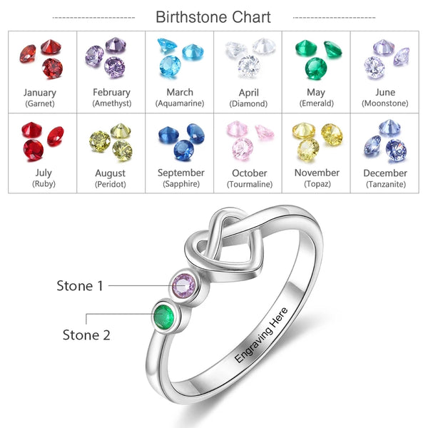 Knotted Heart Birthstone ring