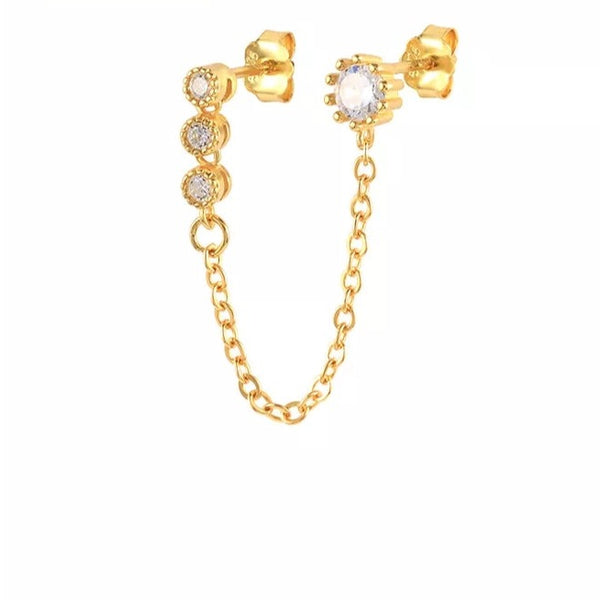 925 Sterling Silver Chain Earrings for Double Piercing HNS Studio Canada