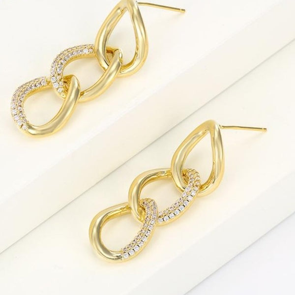 Sparkling Link Gold Chain Earrings HNS Studio Canada